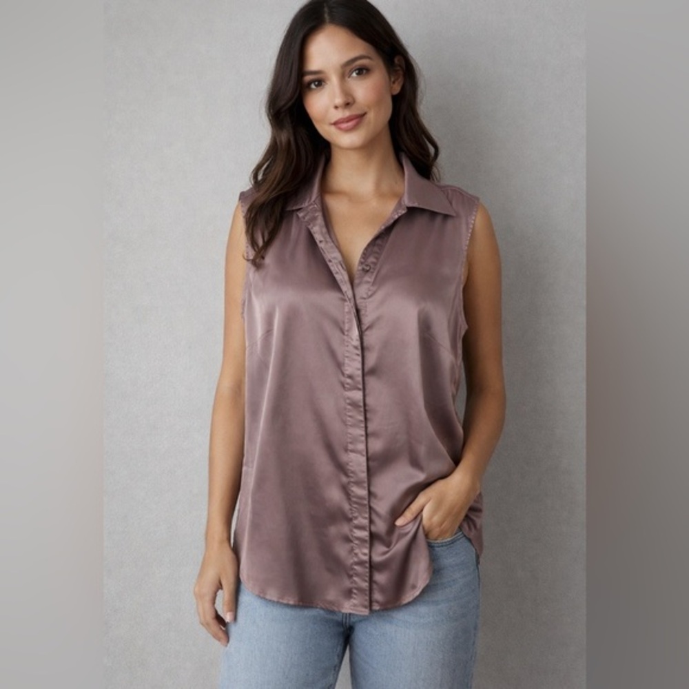 Anne Klein Satin Mauve Blouse